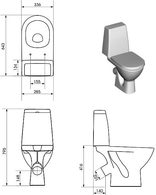 Унитаз-компакт Cersanit Granta S-KO-GRA031-3/6-DL-n-w - 3
