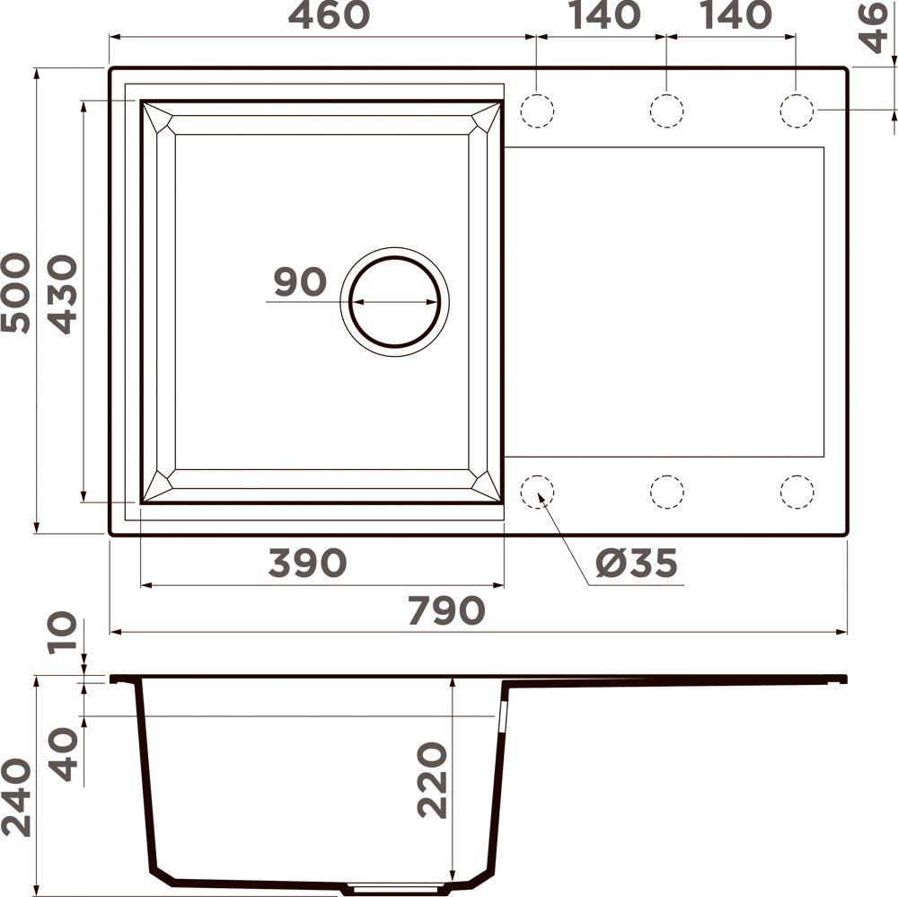 Мойка кухонная Omoikiri Sakaime 79 черная 4993276 - 3