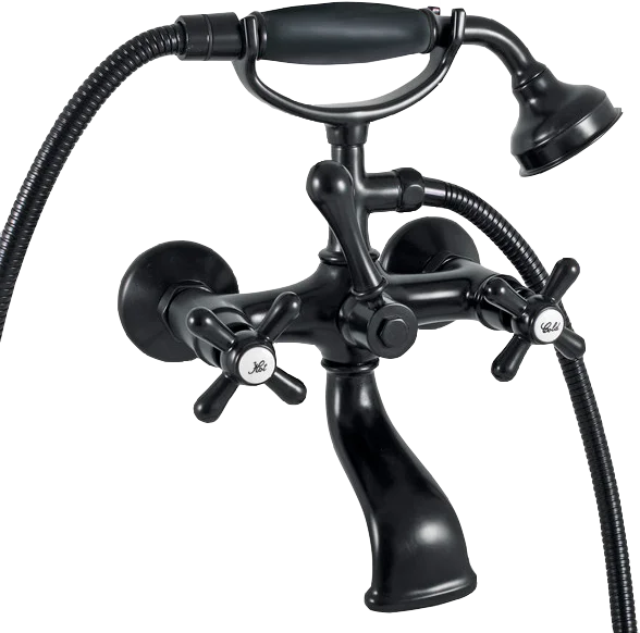 Смеситель для ванны с душем Rav Slezak Morava retro черный матовый MK159.5/2CMAT - 0