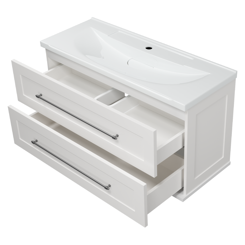 Тумба под раковину Misty Марта 100 белая глянцевая П-Мрт09100-011Пр - 1