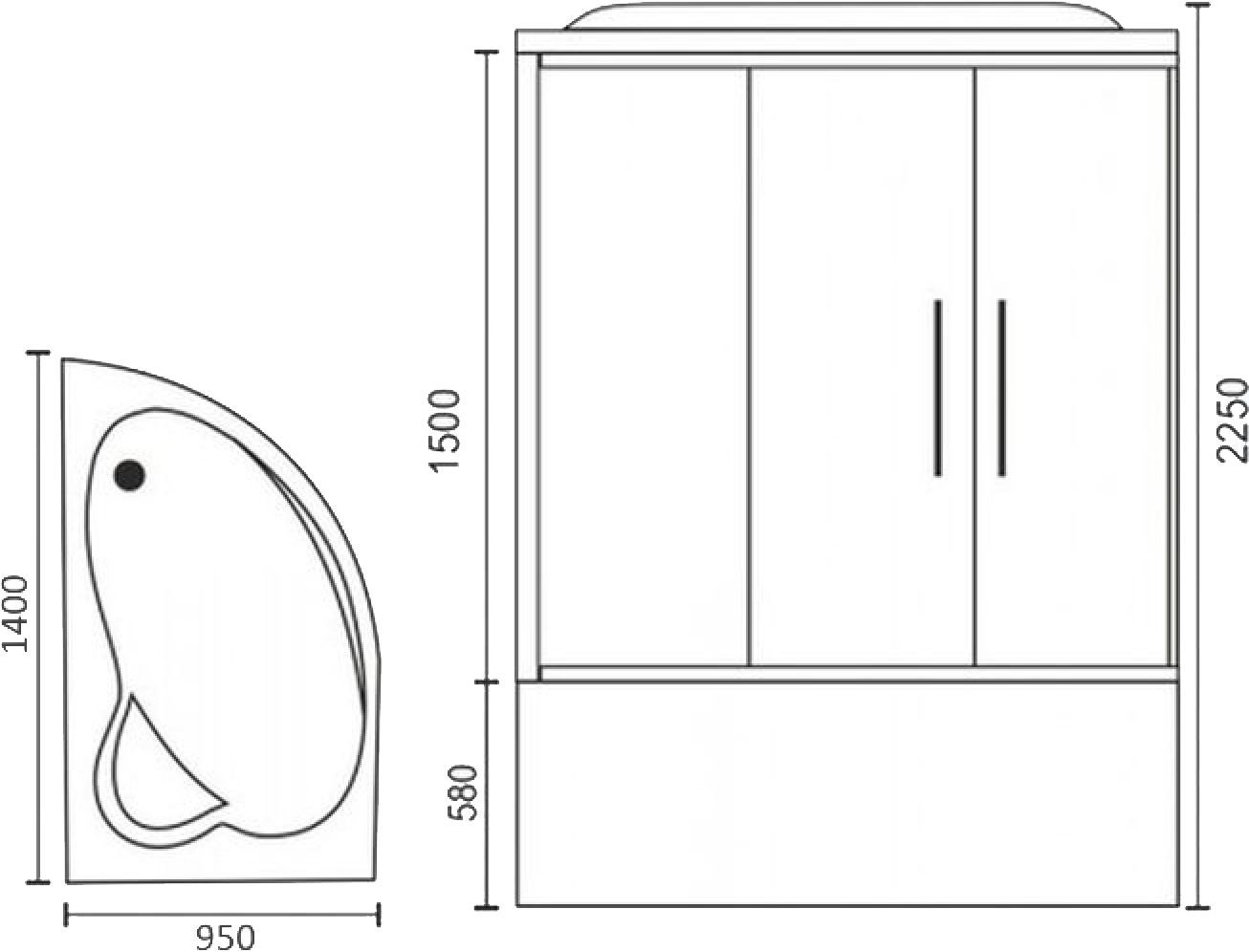 Душевая кабина Royal Bath 140х95 левая белая стекло прозрачное с гидромассажем RB140ALP-T-L - 9