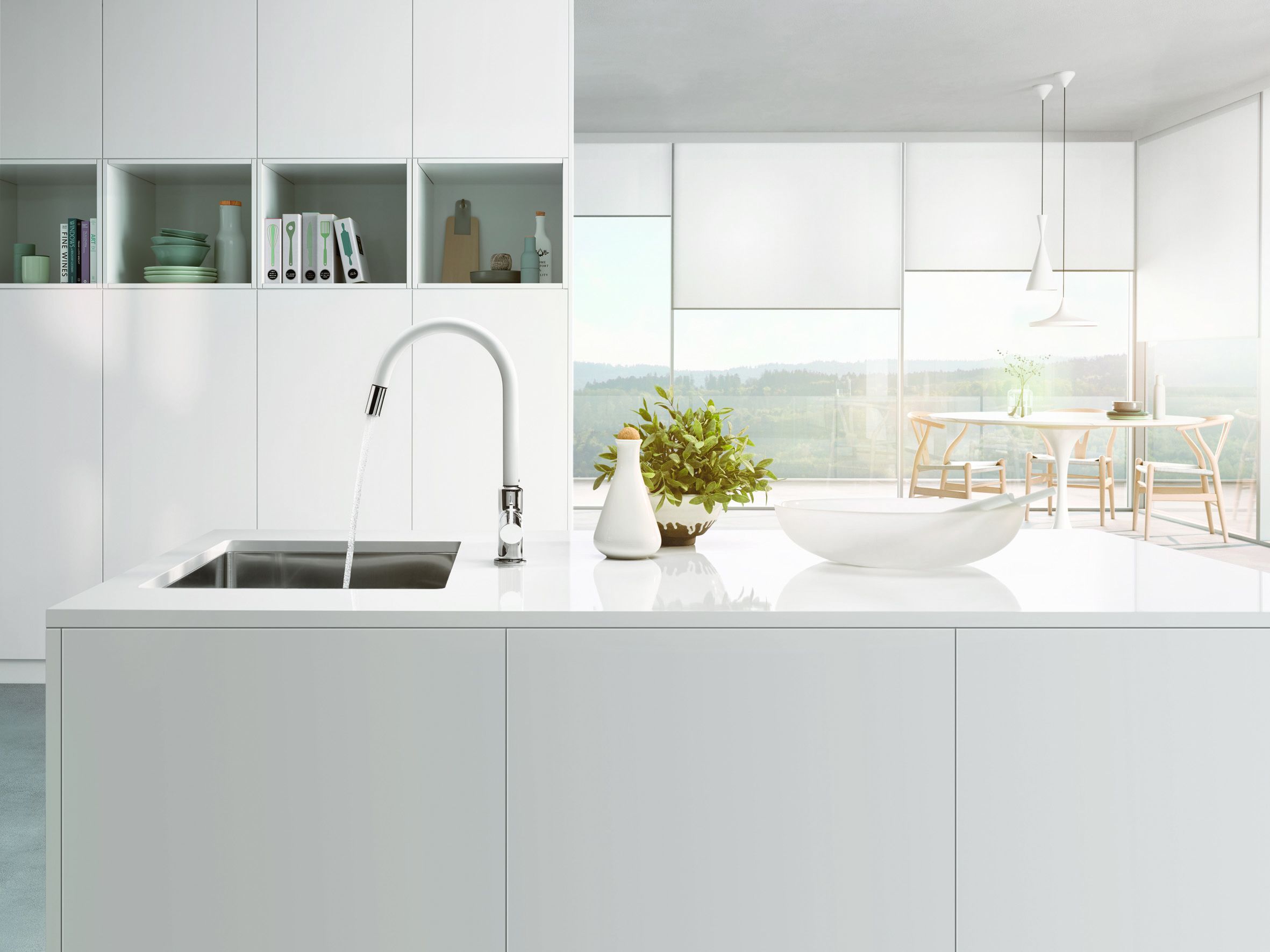 Смеситель для кухонной мойки Kludi Bingo star белый, хром  468519378 - 1