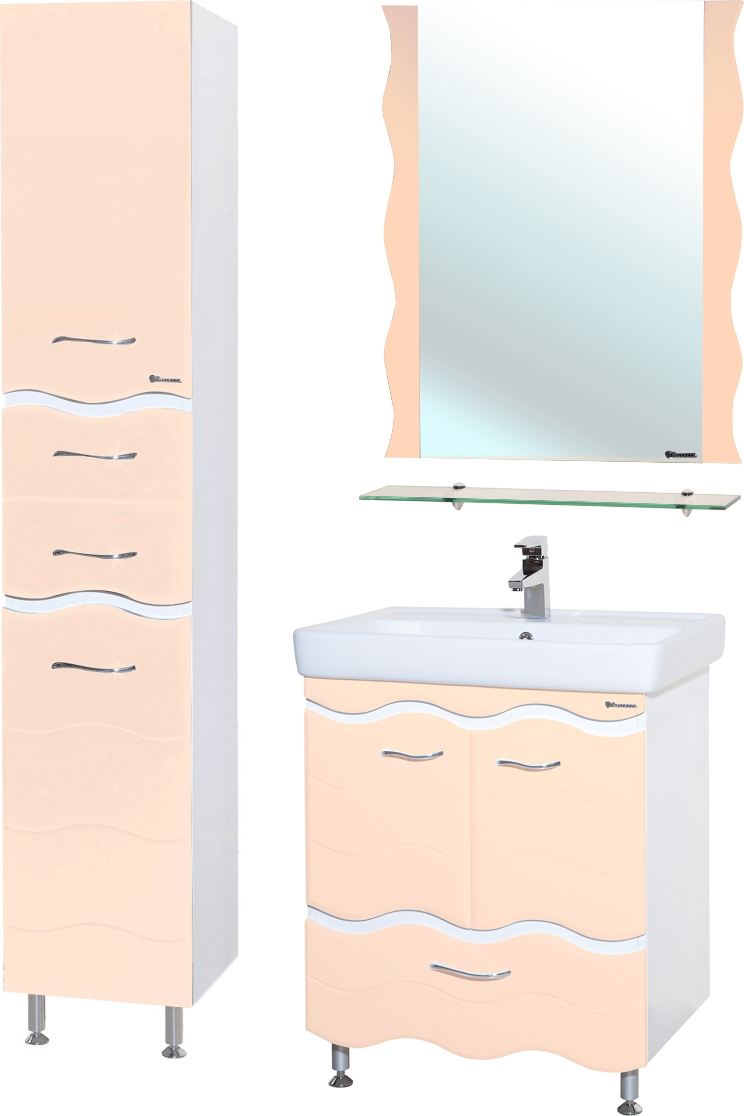 Мебель для ванной Bellezza Мари Волна 80 белая/бежевая - 1