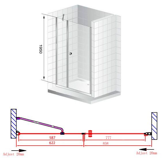 Душевая дверь Cezares Elena 150 хром стекло рифленое ELENA-W-B-11-60+90-P-Cr-R - 8