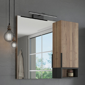 Зеркало-шкаф Comforty Штутгарт 90, дуб тёмно-коричневый 00004151038 - 0