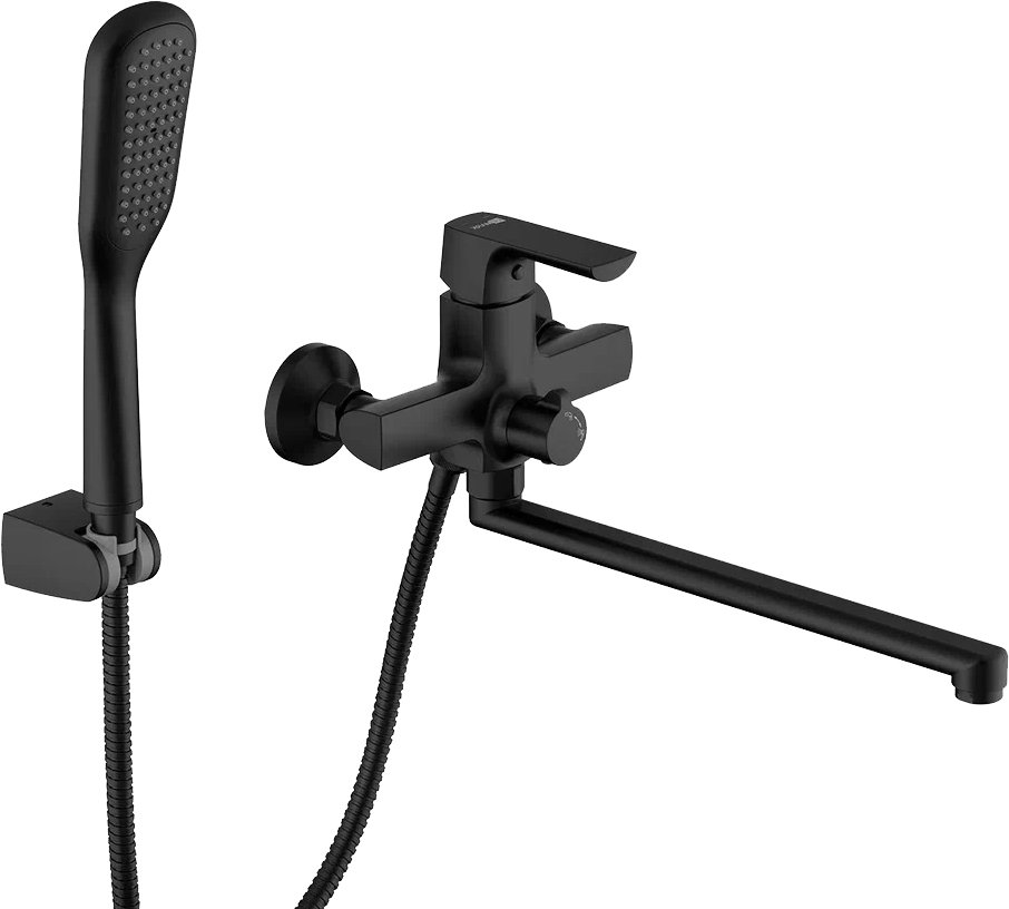 Смеситель Lemark Ursus LM7251BL универсальный с плоск. изл 350мм, дивертор с керамич. пластинам, с а - 0