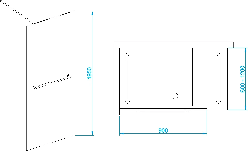 Душевая перегородка RGW Walk In WA-040 90х195 профиль хром стекло прозрачное 35104009-11 - 2