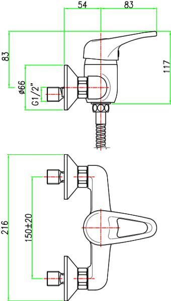 Смеситель для душа Fiore  хром  37CR1200 - 2