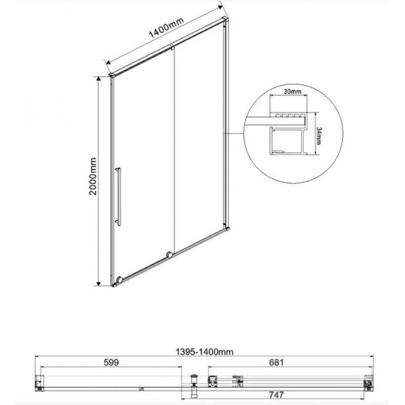 Душевая дверь Vincea Arno 140 хром стекло прозрачное VDS-1A140CL - 1