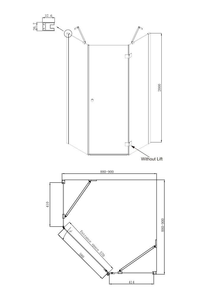 Душевой уголок Ambassador Diamond 12011111R 90х90 см - 9