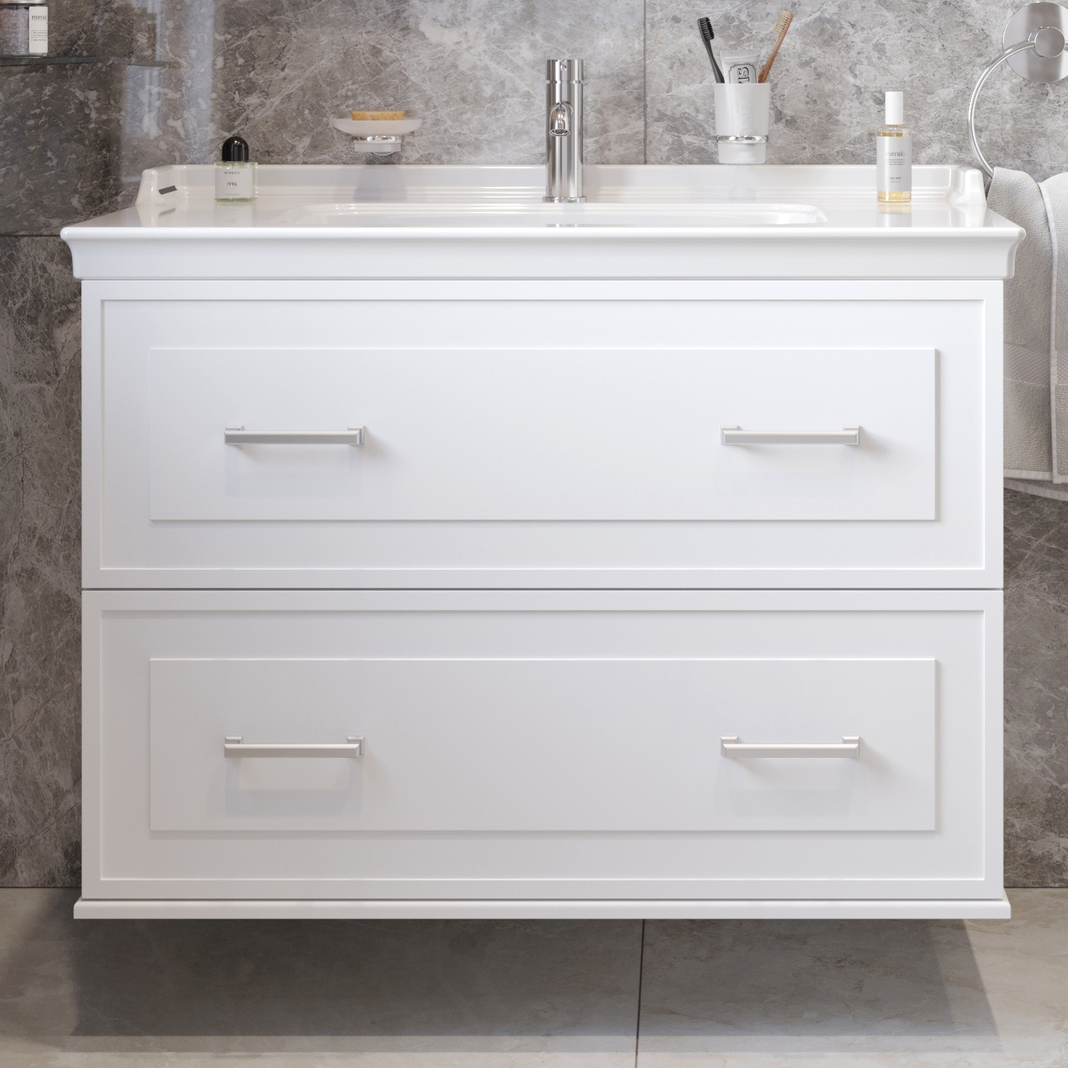 Тумба с раковиной STWORKI Хадстен 100 белая 540894 - 0