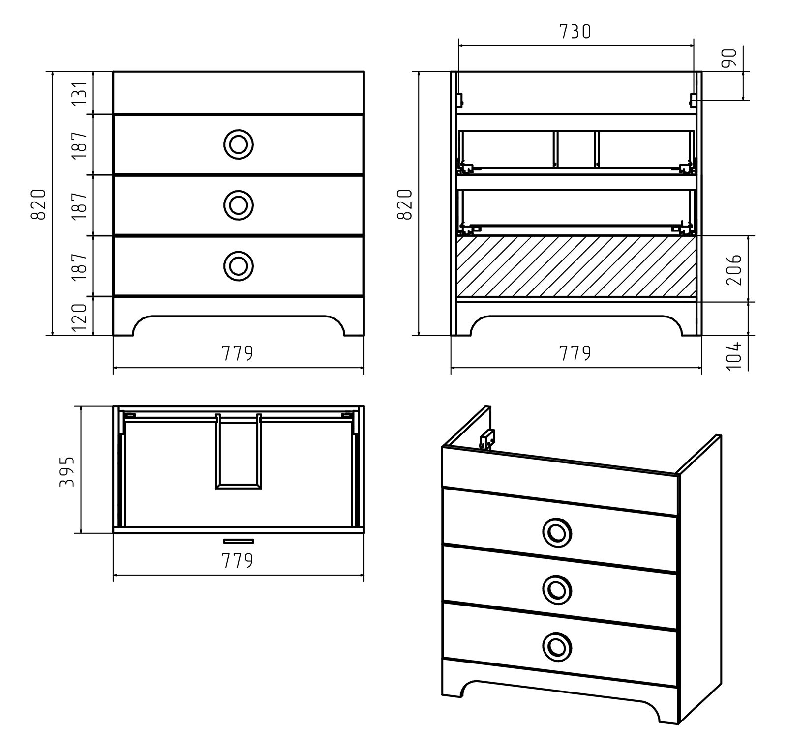 Тумба с раковиной Misty Лейла 80 белый - 5