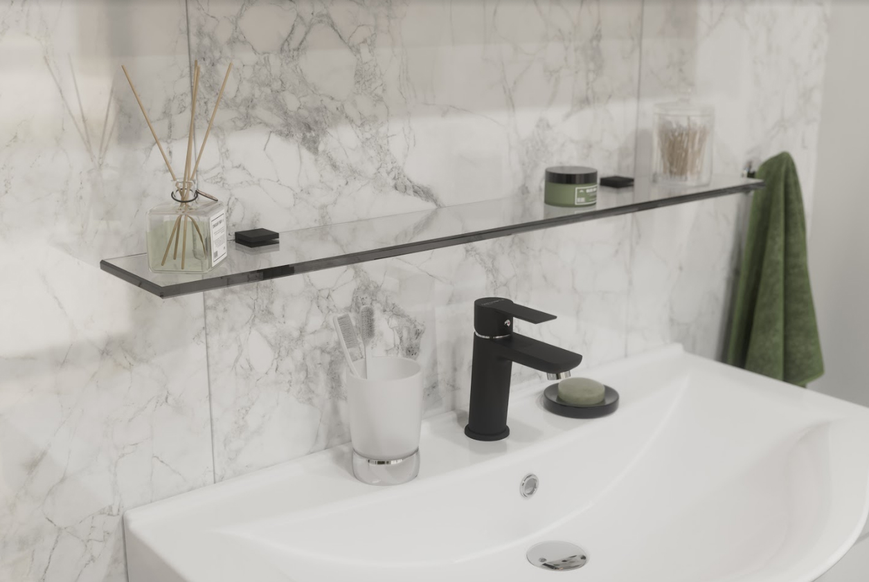 Полка STWORKI Glass Shelf 80 полкодержатели черные 3GW264TTKK000 - 2