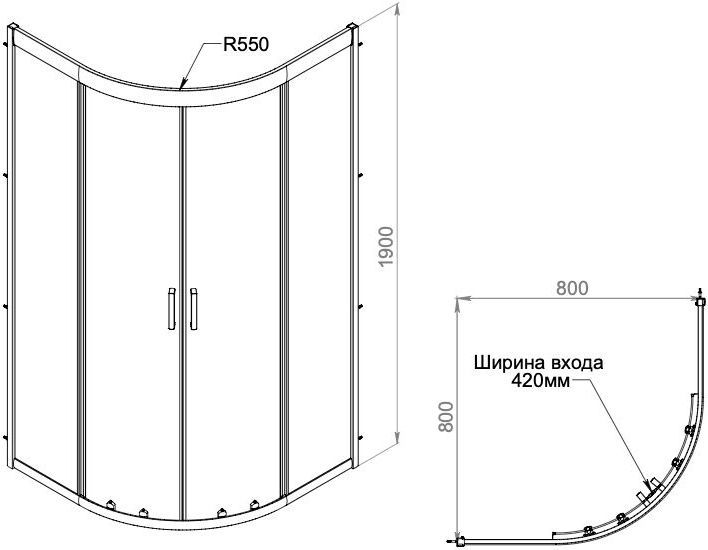 Душевой уголок AM.PM Gem W90G-401-080WT 80x80 - 7