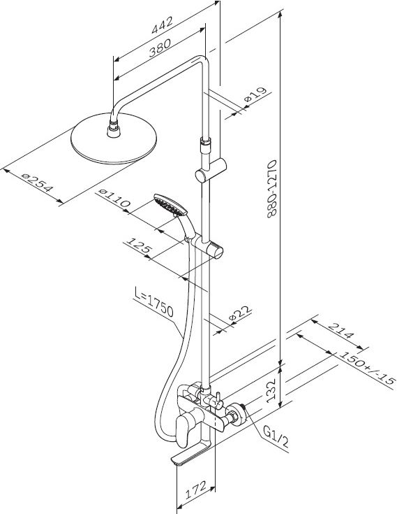 Душевая стойка Am.pm Like  F0780964 - 2
