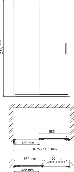 Душевая дверь в нишу Wasserkraft Main 41S13 - 2