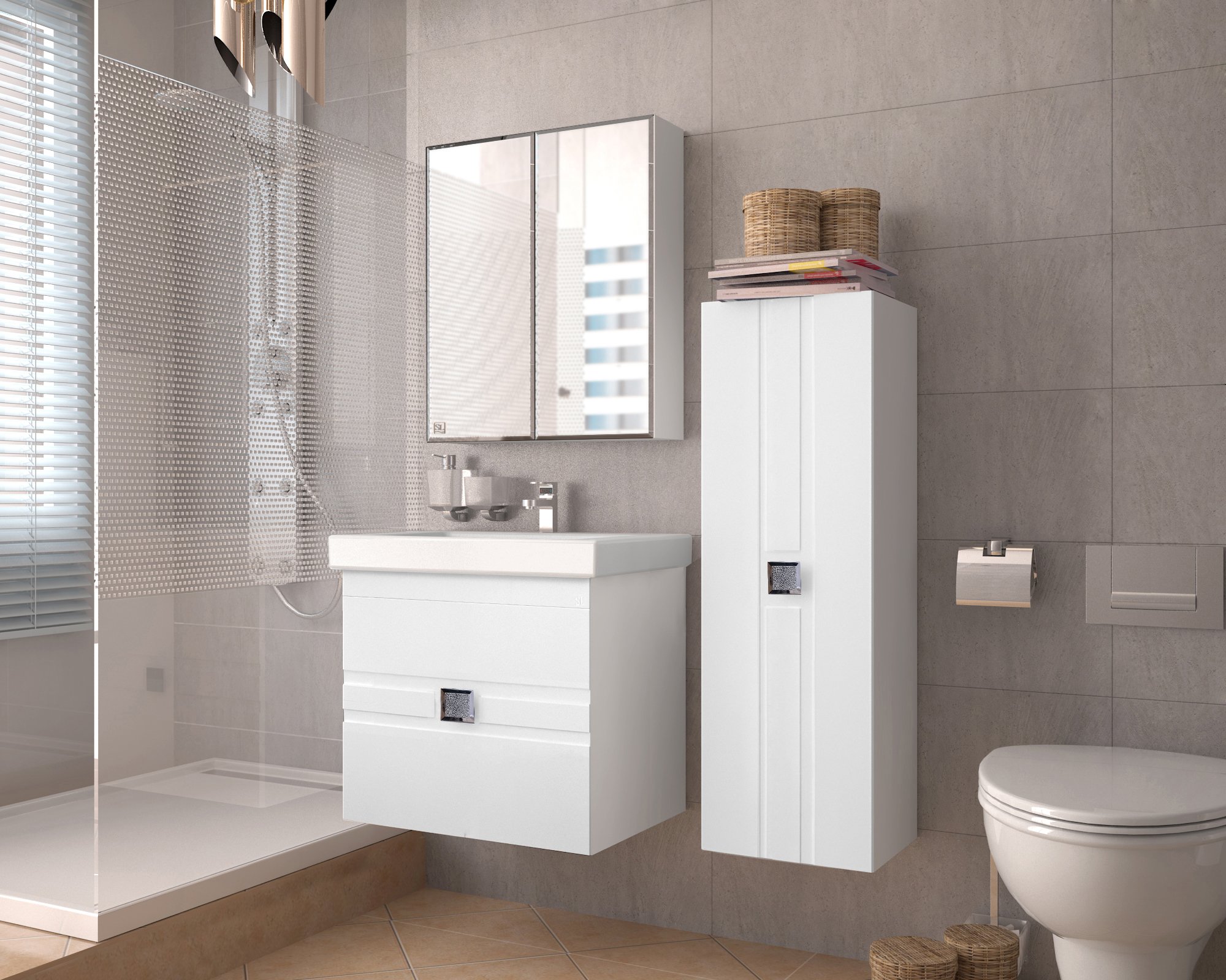 Зеркало-шкаф Style Line Амарант 60 белый ЛС-00000351 - 1