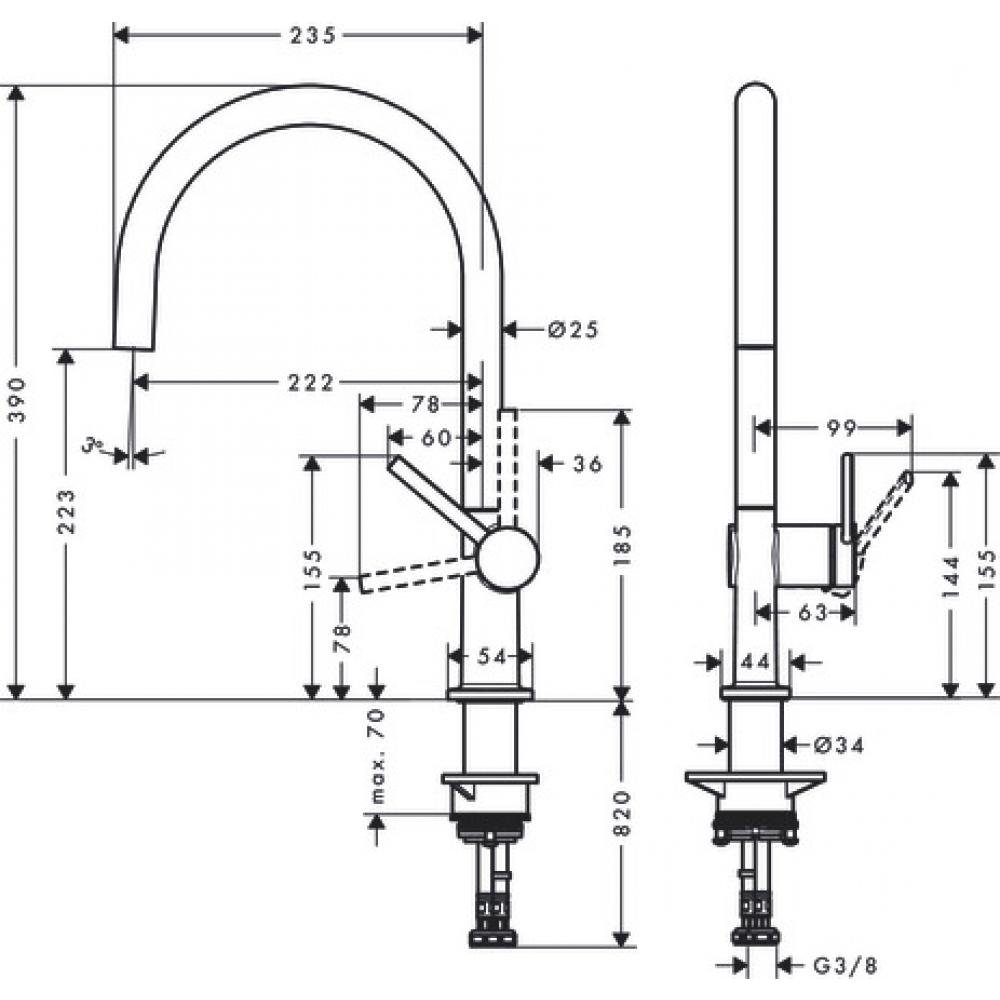 Кухонный смеситель однорычажный, 220, 1jet Hansgrohe 72804670 - 1