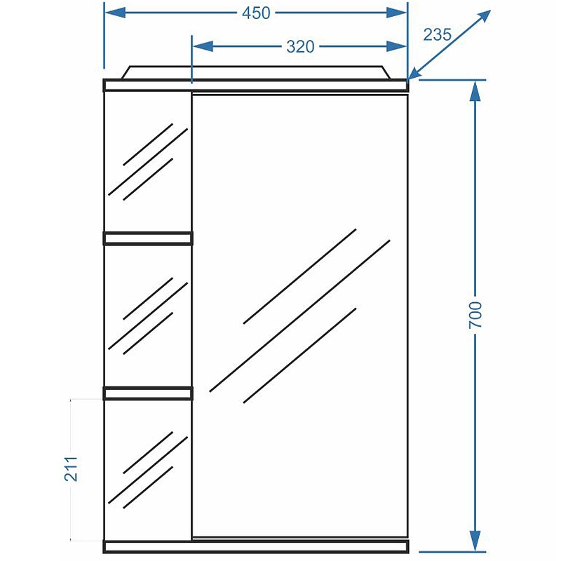 Зеркало-шкаф Stella Polar Концепт Нелея 45 R с подсветкой белый SP-00000223 - 3