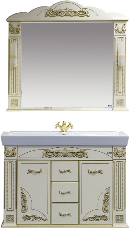 Зеркало Misty Барокко 120 бежевое, патина Л-Бар02120-033 - 7