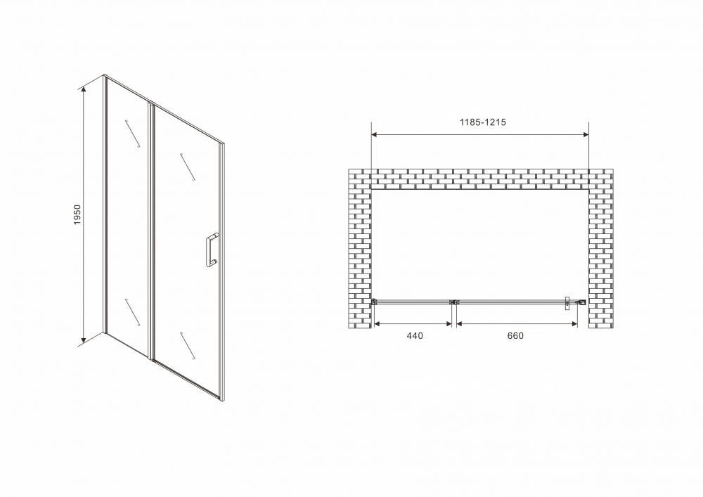 Душевая дверь Abber Sonnenstrand 120 хром  AG04120MS - 2