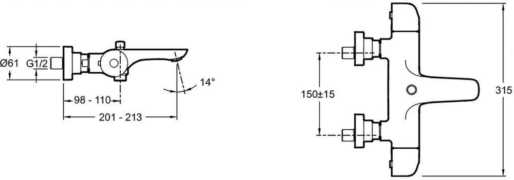 Термостат Jacob Delafon Villette E23721-CP для ванны с душем - 2