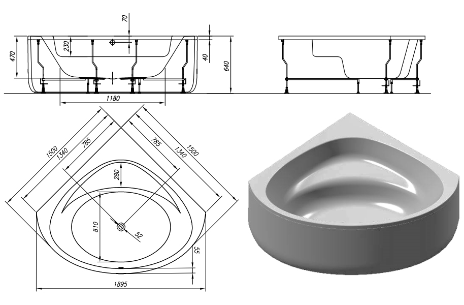 Ванна акриловая Kolpa San Dolores 150x150 белый 5052-01 - 3
