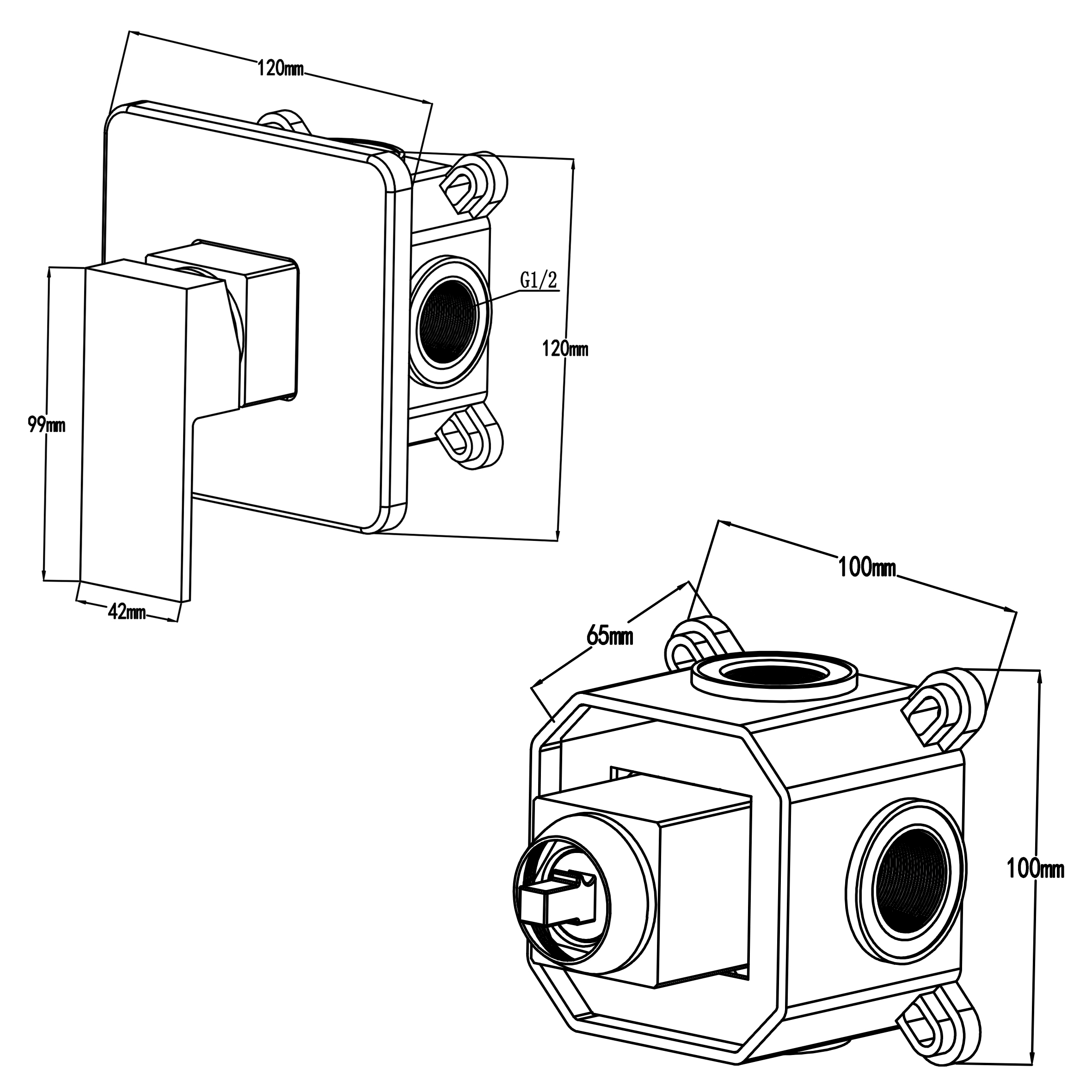 Swedbe Platta Душевой комплект со встроенным смесителем с монтажным боксом, цвет: черный 5553B - 0