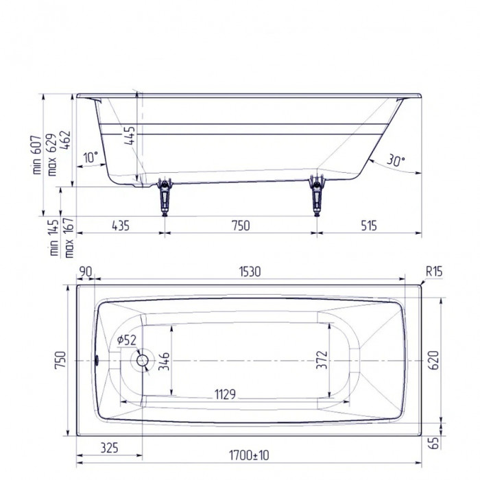 Ванна чугунная Delice Biove 170х75 с антискользящим покрытием DLR220509-AS - 3