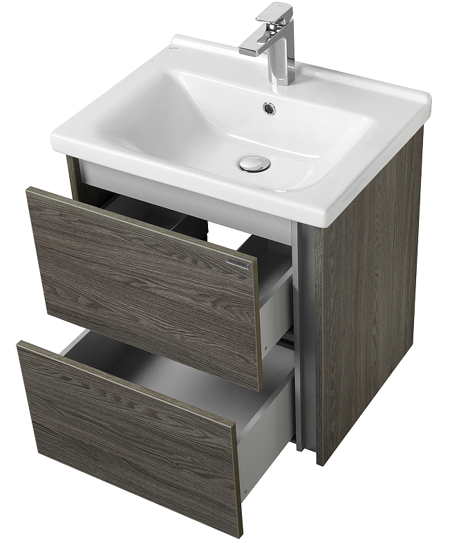 Тумба с раковиной Aquaton Стоун 60 темное дерево 1A2314K1SXC80 - 2