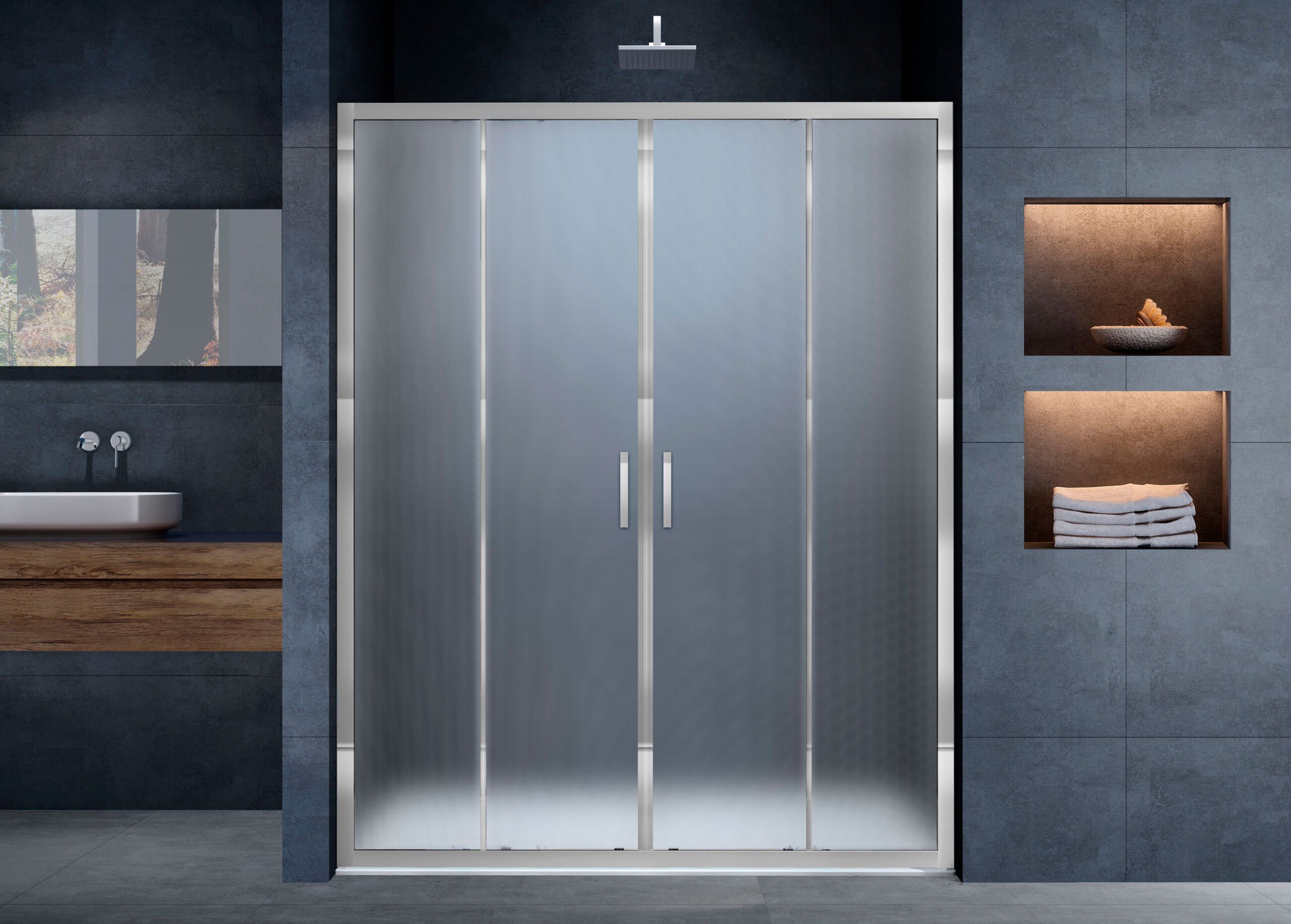 Душевая дверь в нишу Vincea Alpha VDS-3AL2180MT 180 см, стекло текстурное, хром - 1