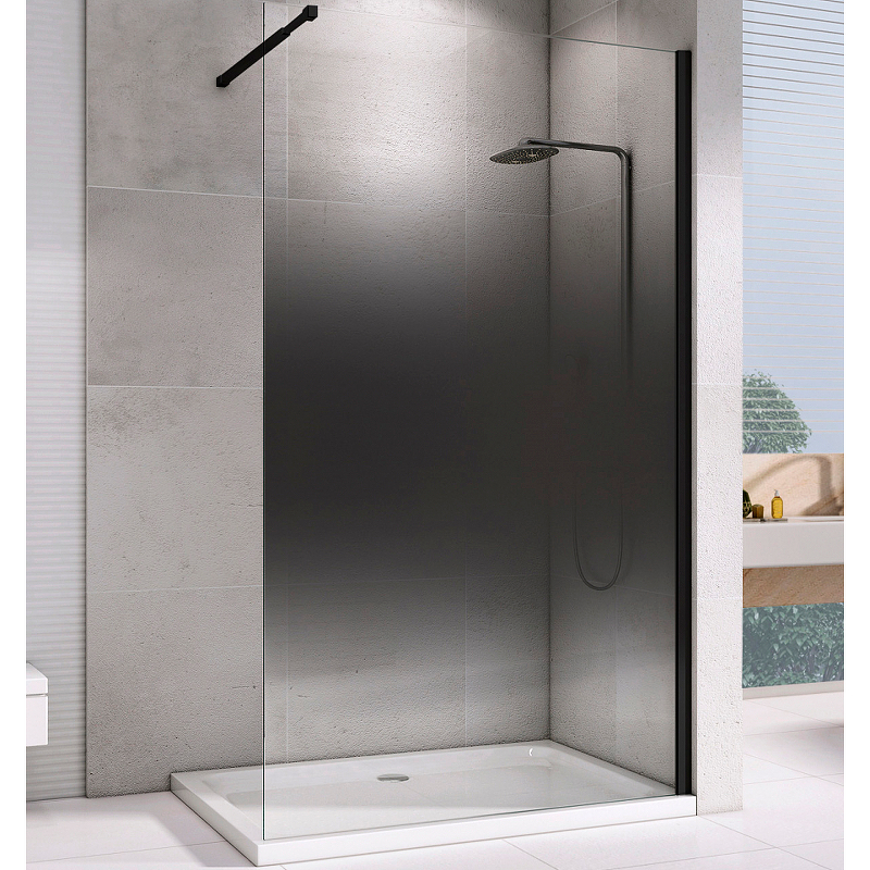 Душевая перегородка Abber Immer Offen 120 черная стекло тонированное AG69123BS - 0