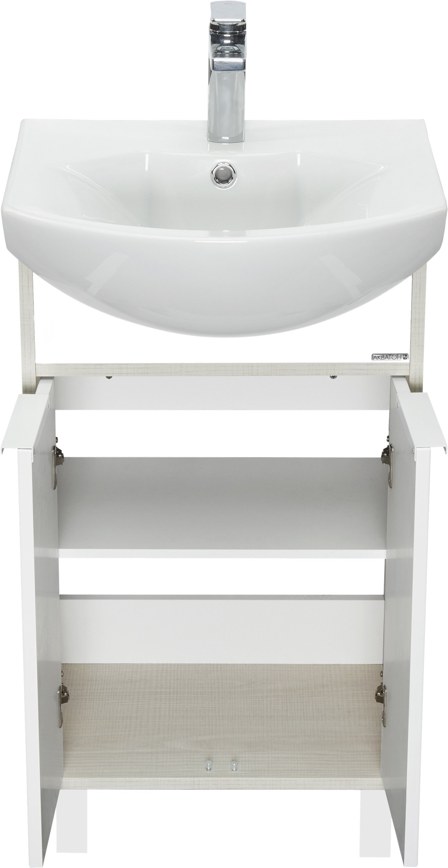 Тумба под раковину Aquaton Рико 50 белый-светлое дерево 1A212401RIB90 - 1