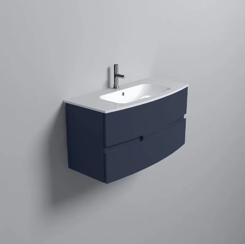 EB1889RU-G98 Nona Мебель с интегрированными ручками, глянцевый темно-синий, 100 см, 2 ящика - 3