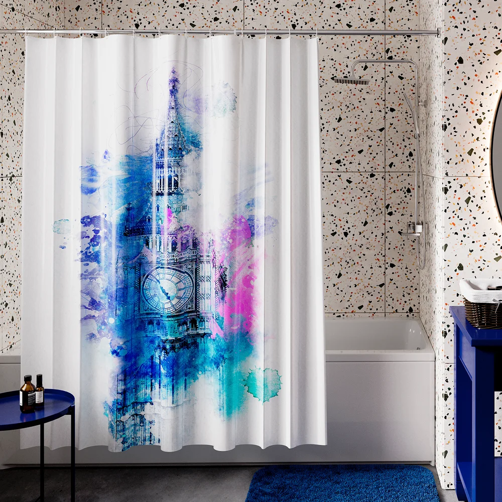 Штора для ванной Wasserkraft Lossa 180х200 рисунок белый SC-81103 - 1