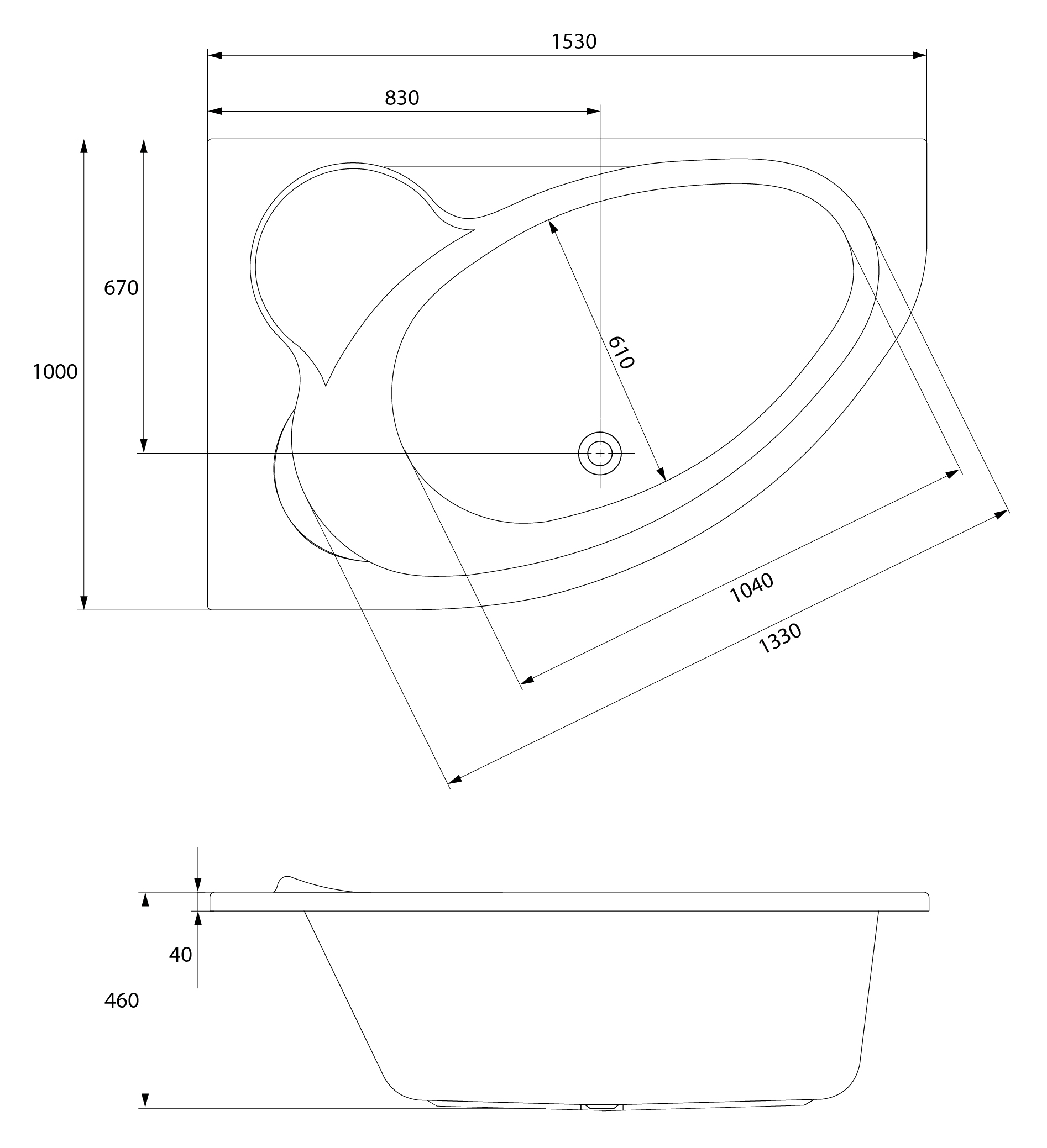 Акриловая ванна Cersanit Kaliope 153 L 63441 - 5