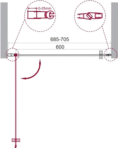 Душевая дверь BelBagno Etna 70 профиль хром  ETNA-B-1-70-C-Cr - 4