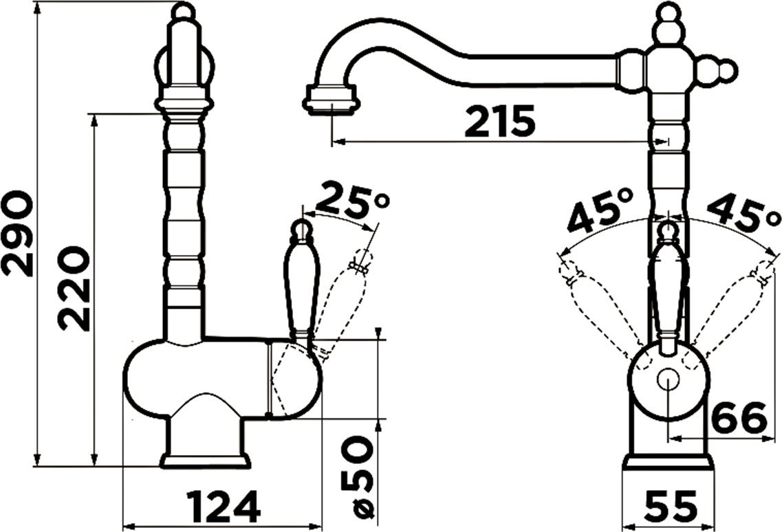 Смеситель Omoikiri Kyoto 4994297 для кухонной мойки - 2