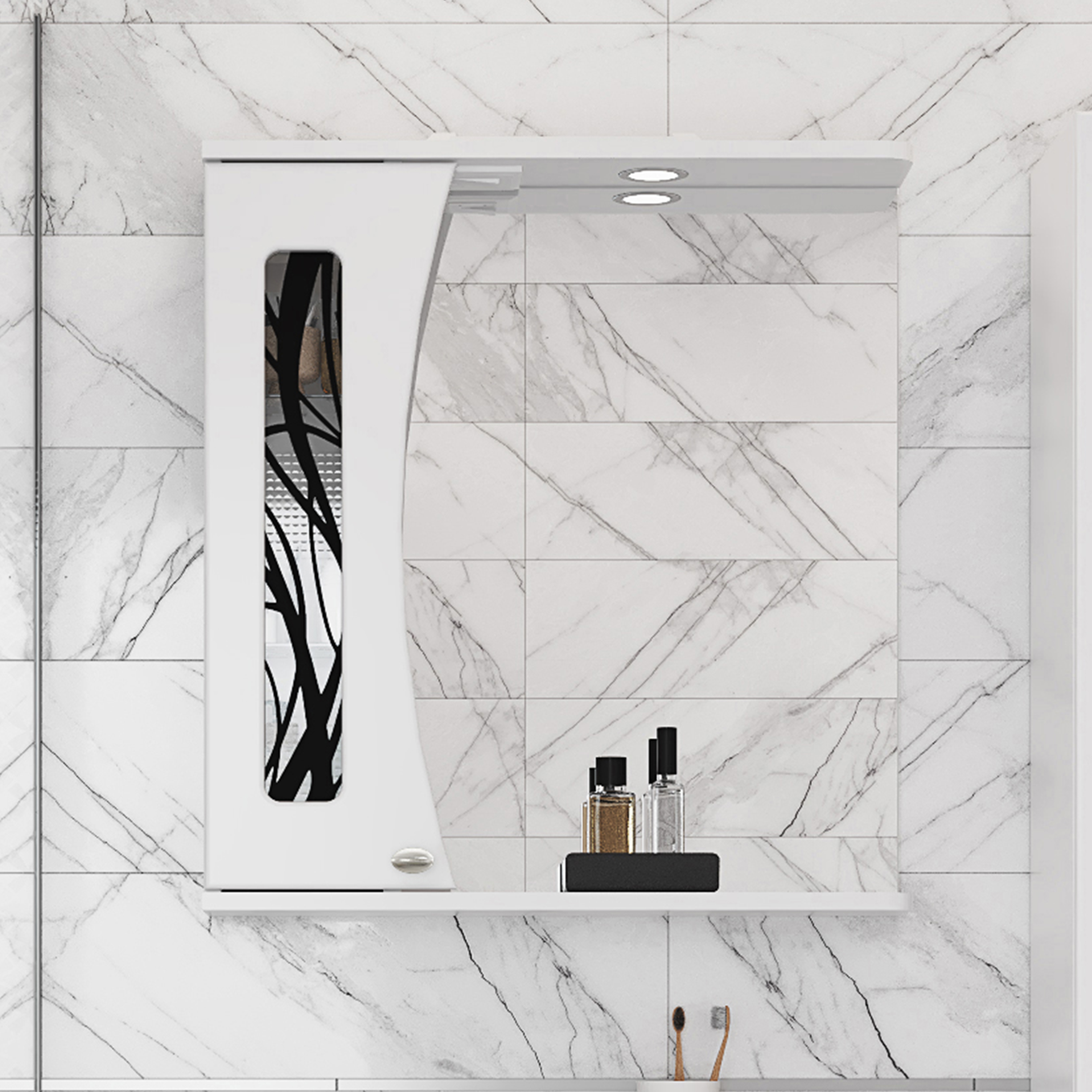 Комплект  Раковина DIWO Дмитров 0113 + Зеркало DIWO Муром L, 65 + Сифон для раковины Wirquin Минор с отводом для стиральной машины + Пьедестал для рак 550556 - 9