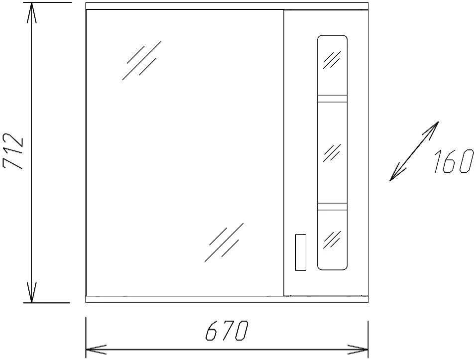 Зеркало-шкаф Onika Кристалл 67 L с подсветкой, белый  206705 - 4