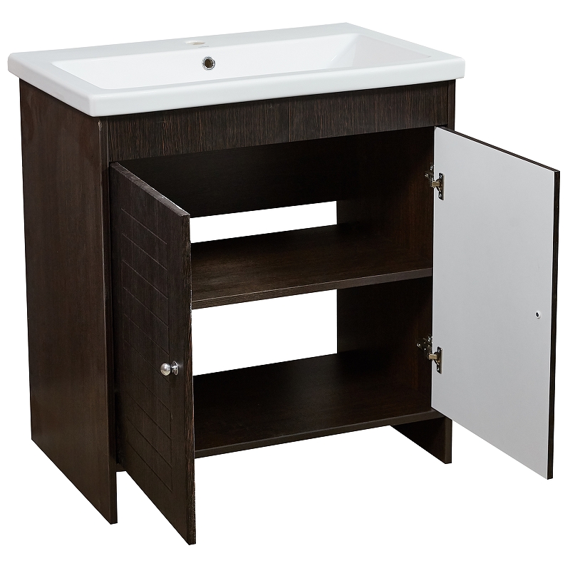 Тумба под раковину Stella Polar Монтоне 80 темное дерево SP-00000161 - 1