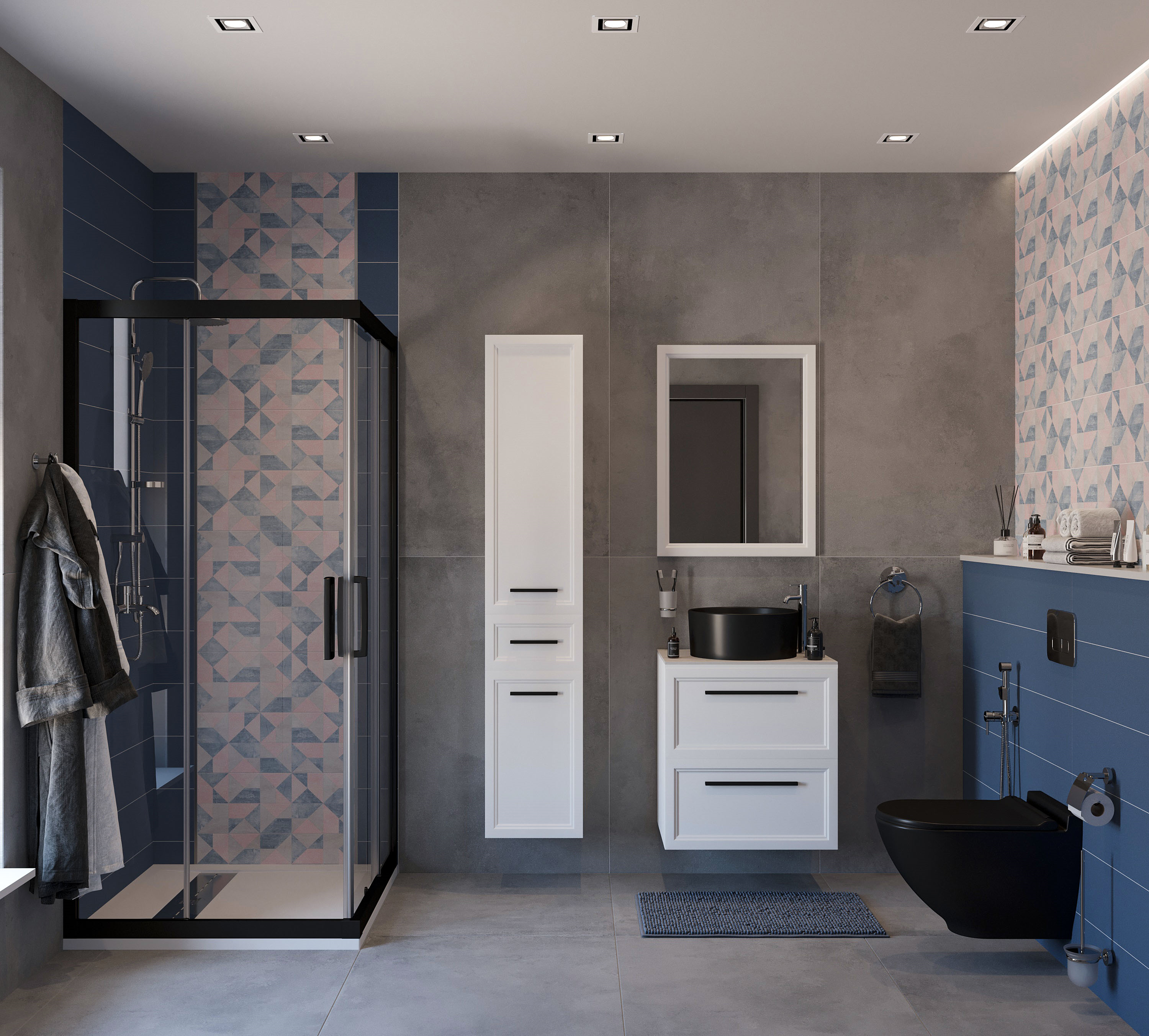 Тумба с раковиной STWORKI Эстерсунд 60 белая матовая, простоун беж, BOCCHI Vessel черная 548185 - 1