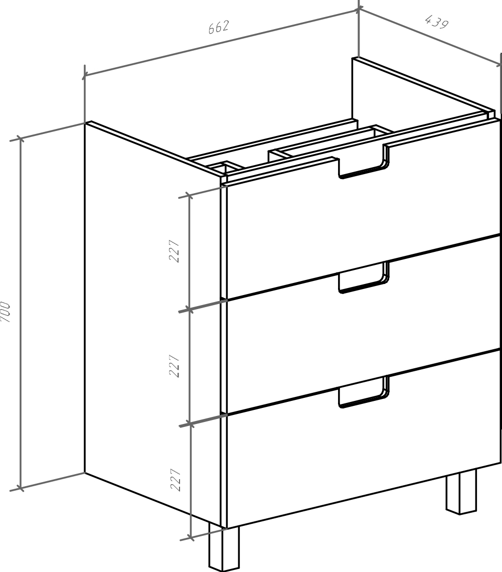Тумба для комплекта Bellezza Пегас 70 напольная, белая 4630411140017 - 1