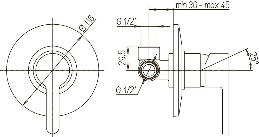 Смеситель для душа Paini Arena 92CR6902SFTLMKM С ВНУТРЕННЕЙ ЧАСТЬЮ - 1