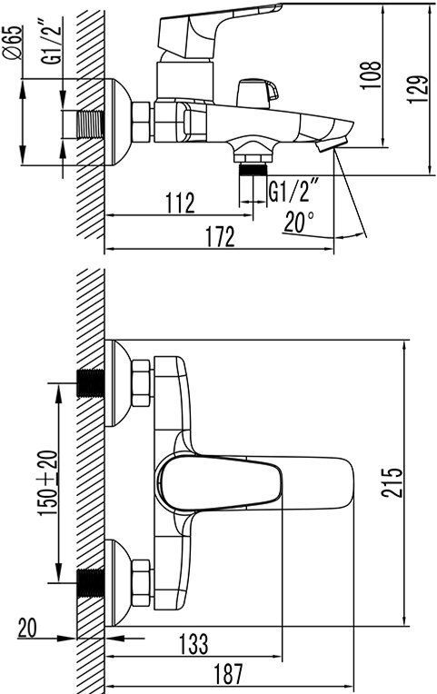 Смеситель для ванны с керамическим дивертором Zodiac, IDDIS, ZODSB02i02WA - 1