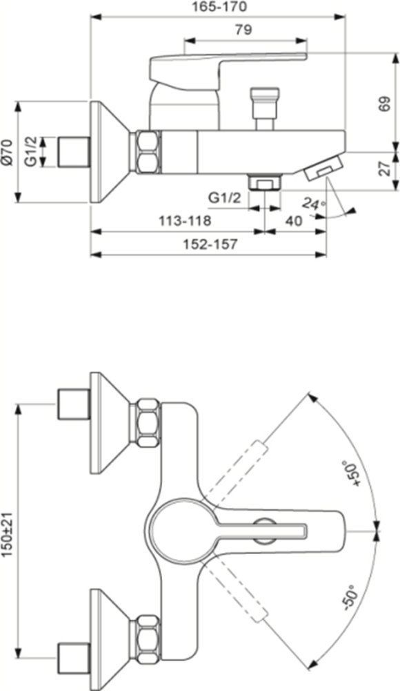 Смеситель для ванны Vidima Logic хром  BA279AA - 1