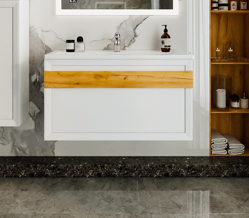 Тумба под раковину Бриклаер Берлин 100 белый глянец  4627125416095 - 1