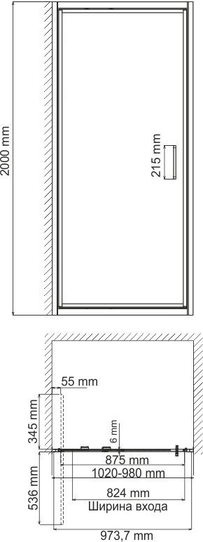 Душевая дверь в нишу Wasserkraft Salm 27I12 100 см - 10