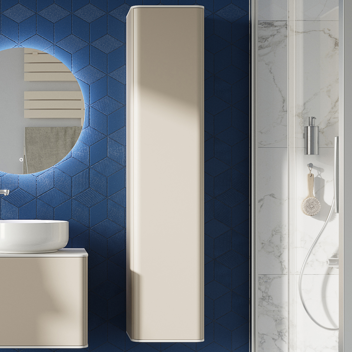 Шкаф-пенал STWORKI Ноттвиль 150 бежевый шелк ppJUL.150-216.215 - 0