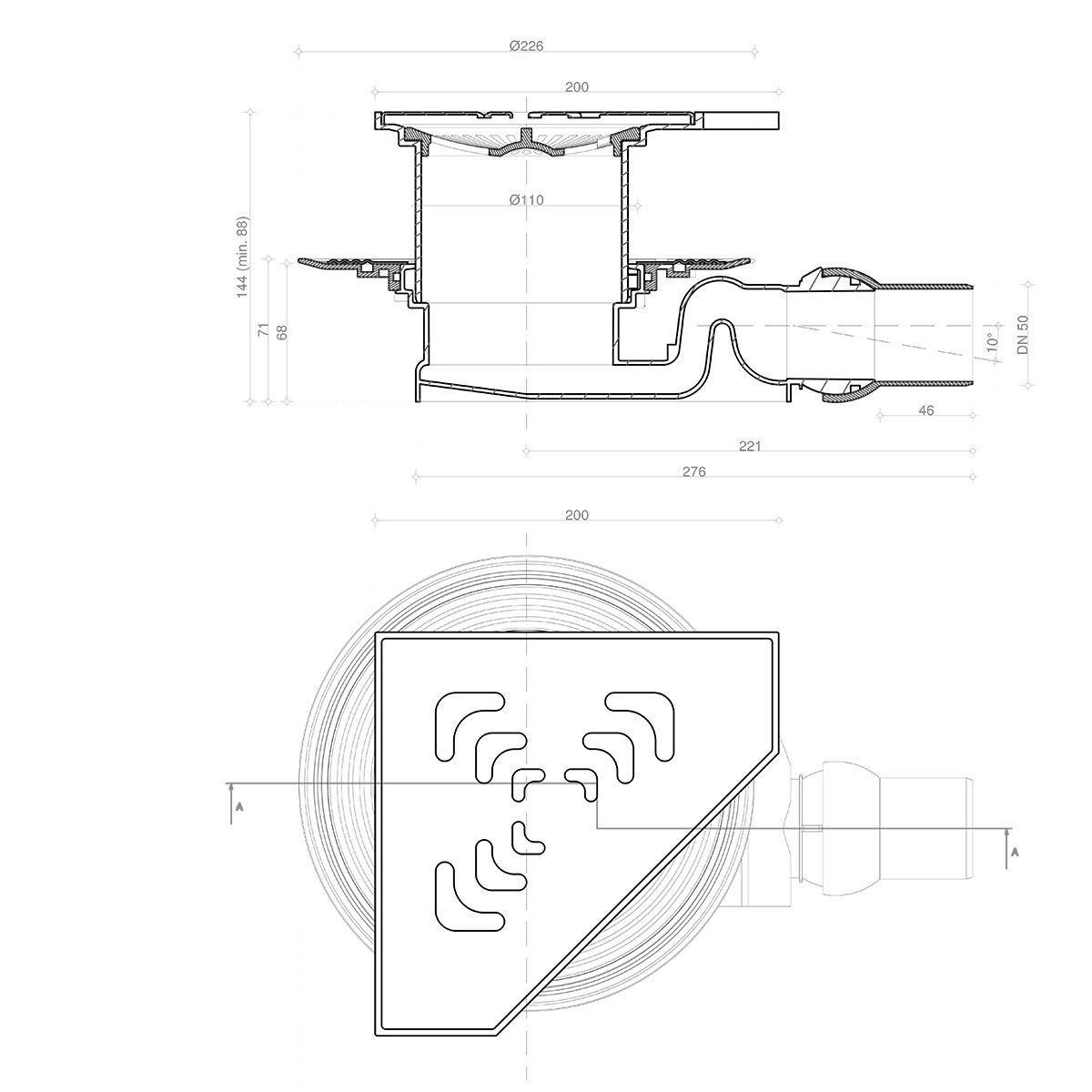 Душевой трап Pestan Confluo Standard Angle2 13000014 - 1